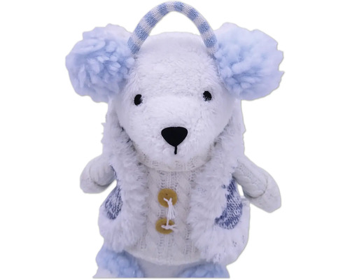 Ursuleț de pluș cu apărători pentru urechi și vestă tricotată