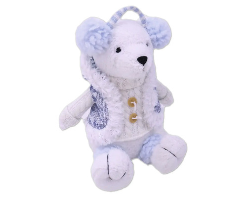 Ursuleț de pluș cu cardigan și apărători pentru urechi ca decorațiune