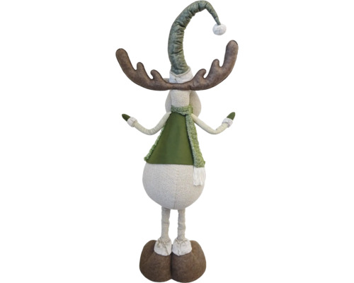 Figurină decorativă de elan cu pălărie și fular pentru perioada Crăciunului.