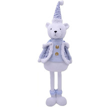 Urs decorativ cu haine în dungi și căciulă ca decorațiune de Crăciun