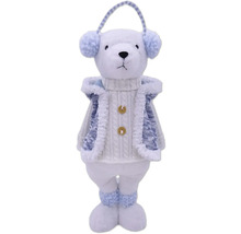 Urs polar decorativ cu căști și cardigan ca decorațiune de Crăciun