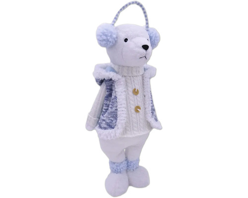 Figurină decorativă urs cu apărătoare pentru urechi și vestă