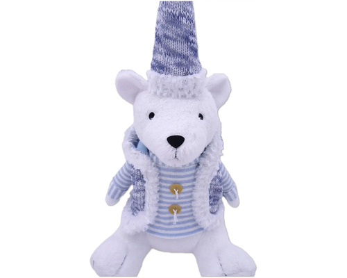 Urs polar decorativ cu căciulă și vestă tricotate