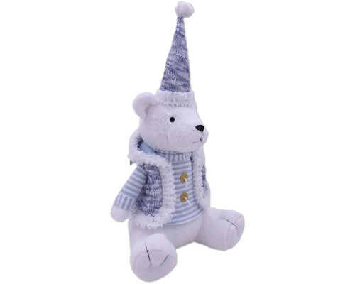 Urs de pluș decorativ cu căciulă și jachetă ca decorație de Crăciun