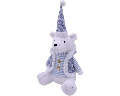 Figurină decorativă urs polar cu căciulă și vestă