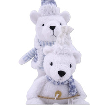 Figurine decorative cu urși polari, cu căciuli și fulare pentru decorațiuni de iarnă