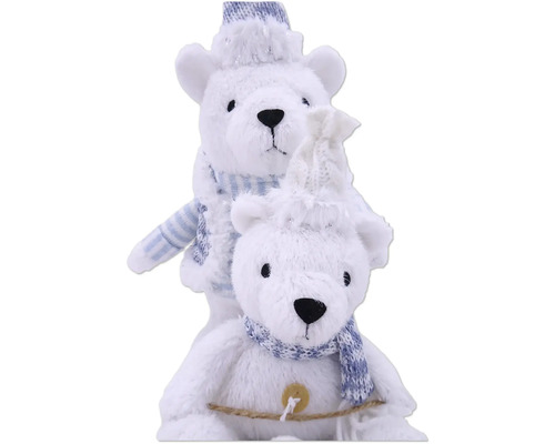 Figurine decorative cu urși polari, cu căciuli și fulare pentru decorațiuni de iarnă