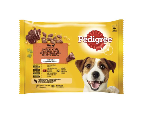Hrană umedă pentru câini Pedigree Adult Selecție Mixtă 4x100 g Pedigree Multipack hrană pentru câini cu selecție mixtă