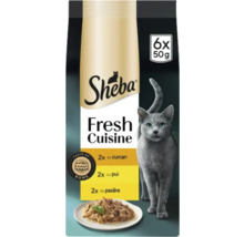 Hrană pentru pisici Sheba Fresh Cuisine cu carne de pasăre, pui și curcan, 6 x 50 grame