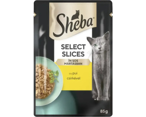 Hrană umedă pentru pisici Sheba Select Slices în sos cu pui 85 g Sheba Select Slices hrană pentru pisici cu pui, 85 grame
