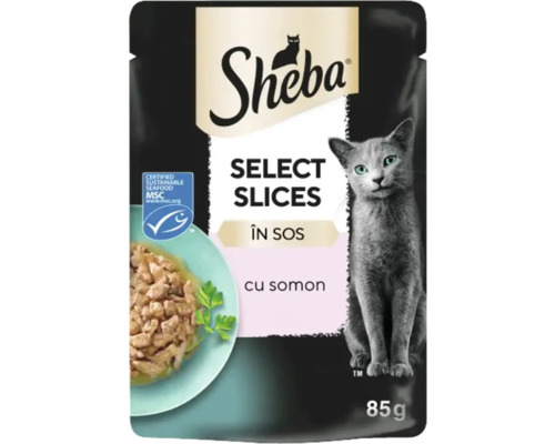 Hrană pentru pisici Sheba Select Slices cu somon, pachet de 85 g