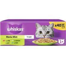 Whiskas Multipack hrană pentru pisici cu vită, somon, pui și ton în aspic, 40 bucăți a câte 85 grame