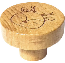 Buton de mobilă din lemn cu motiv cerb