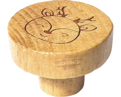 Buton de mobilă din lemn cu motiv cerb
