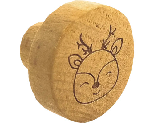 Buton de mobilă din lemn cu motiv de cerb