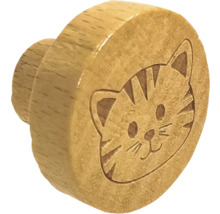Buton de mobilă din lemn cu față de pisică