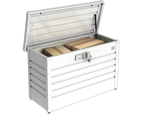 Cutie de depozitare deschisă, blocabilă, din aluminiu, cu cutii de carton