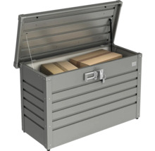 Cutie de grădină metalică gri deschisă cu două cutii de carton