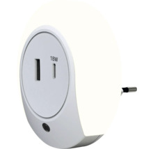 Lumină de noapte cu port USB și priză