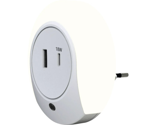 Lumină de noapte cu port USB și priză