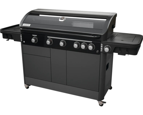 Grătar pe gaz cu rafturi și role