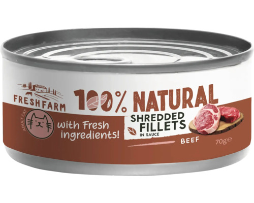Conservă hrană pentru pisici cu carne de vită, 70 de grame, ingrediente 100% naturale
