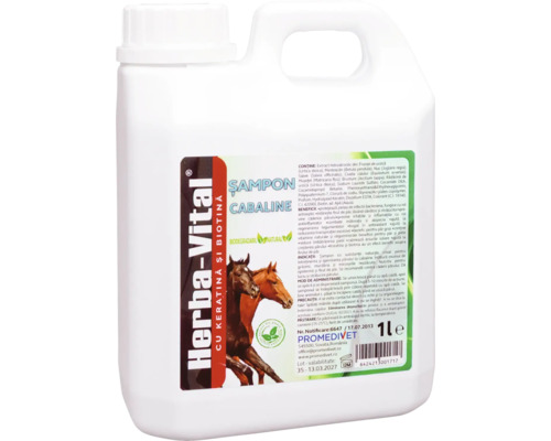 Șampon Herba-Vital Cabaline cu cheratină și biotină într-o sticlă de un litru