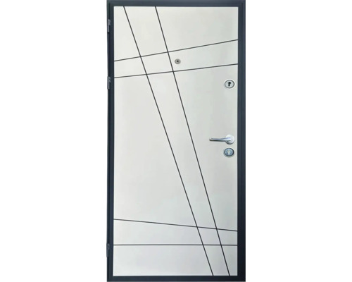 Ușă de intrare cu model geometric și mâner