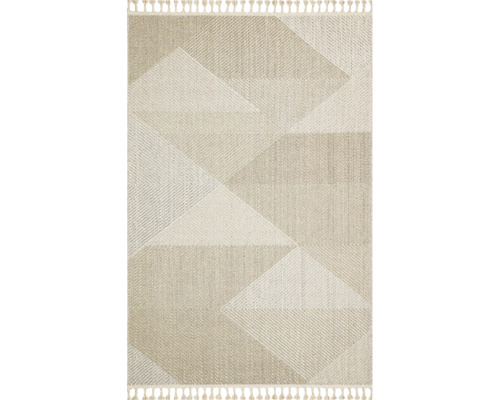 Covor cu model geometric și franjuri
