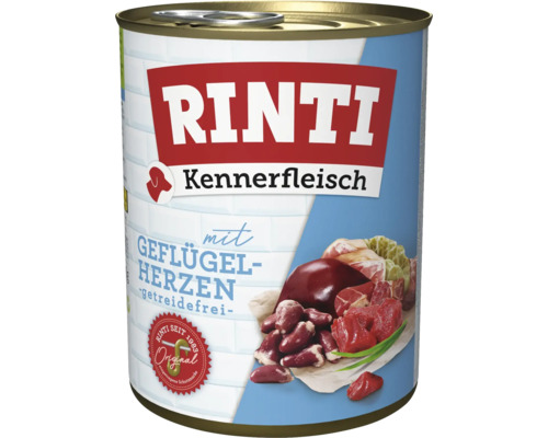 Hrană umedă pentru câini Rinti cu inimi de pasăre 800 g