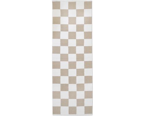 Traversă Solevito pătrate bej 60x180 cm Covor dreptunghiular cu model de tablă de șah