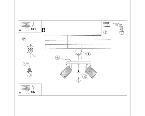 Instrucțiuni de montaj pentru plafonieră cu două spoturi