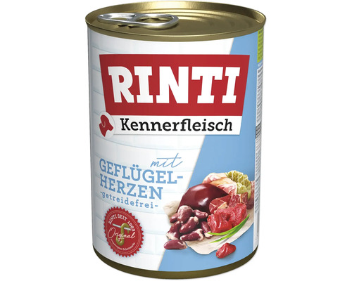 Hrană umedă pentru câini Rinti cu inimi de pasăre 400 g Hrană umedă pentru câini Rinti cu inimi de pasăre 400 g