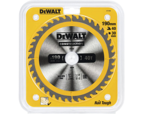Disc circular DeWalt, diametru 190 mm, 40 de dinți