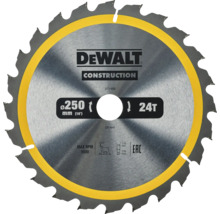 Pânză de ferăstrău DeWalt cu diametrul de 250 milimetri și 24 de dinți