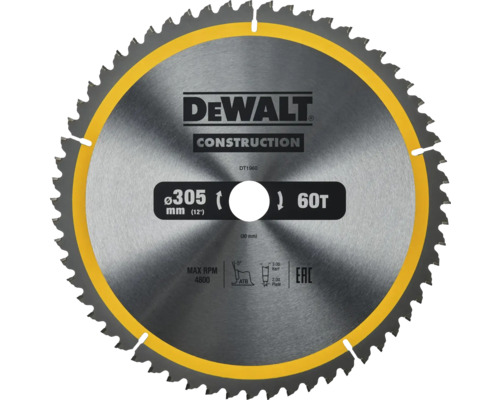 Disc de ferăstrău circular DeWalt cu diametrul de 305 milimetri și 60 de dinți