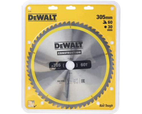 Pânză de ferăstrău DeWalt, diametru 305 milimetri, 60 de dinți