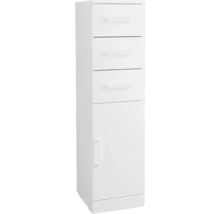 Dulap înalt de baie alb cu trei sertare și o ușă