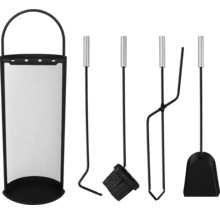 Set accesorii șemineu cu lopată, mătură, vătrai și clește