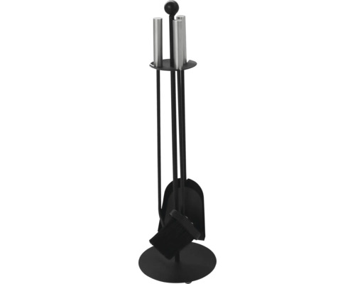 Set accesorii șemineu cu lopată, mătură, cârlig și suport
