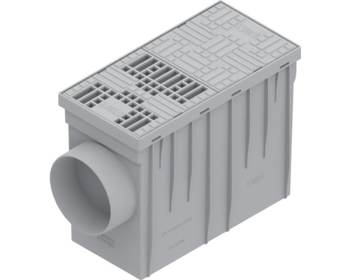 Kit cămin VODALAND Easy polipropilenă scurgere burlan gri Sifon de curte din plastic cu grătar