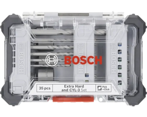 Logo Bosch Set de burghie și biți Extra Hard și CYL-3, 35 de piese, în cutie