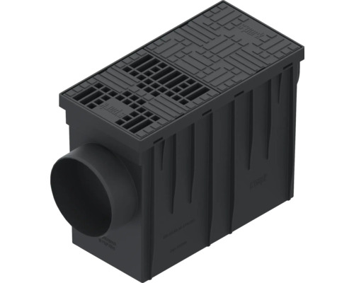 Kit cămin VODALAND Easy polipropilenă scurgere burlan negru Cutie superioară cu capac și mufă de conectare