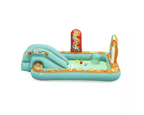 Piscină gonflabilă pentru copii cu tobogan și mingi