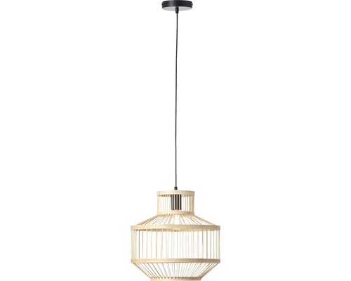 Lampa suspendată cu abajur din șipci de lemn