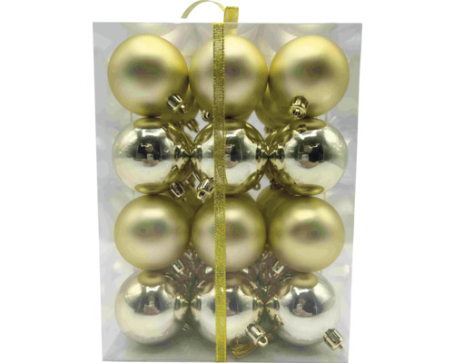 Pachet de 12 globuri de pom din plastic cu finisaj mat și lucios