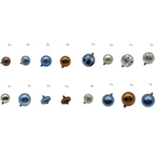 Diverse globuri de Crăciun din sticlă și plastic