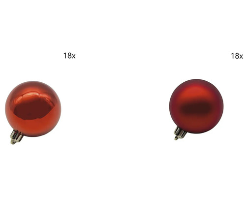 Set globuri Crăciun plastic Ø 6 cm roșu 36 buc. Optsprezece globuri roșii de Crăciun din plastic
