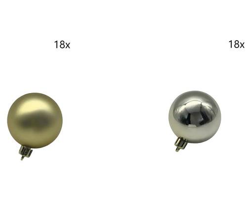 Set globuri Crăciun plastic Ø 6 cm auriu 36 buc. Optsprezece globuri de Crăciun din plastic
