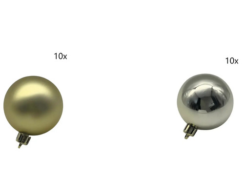 Zece globuri de Crăciun aurii și argintii